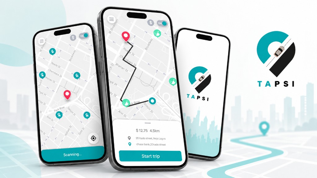 Tapsi ride-hailing app screens